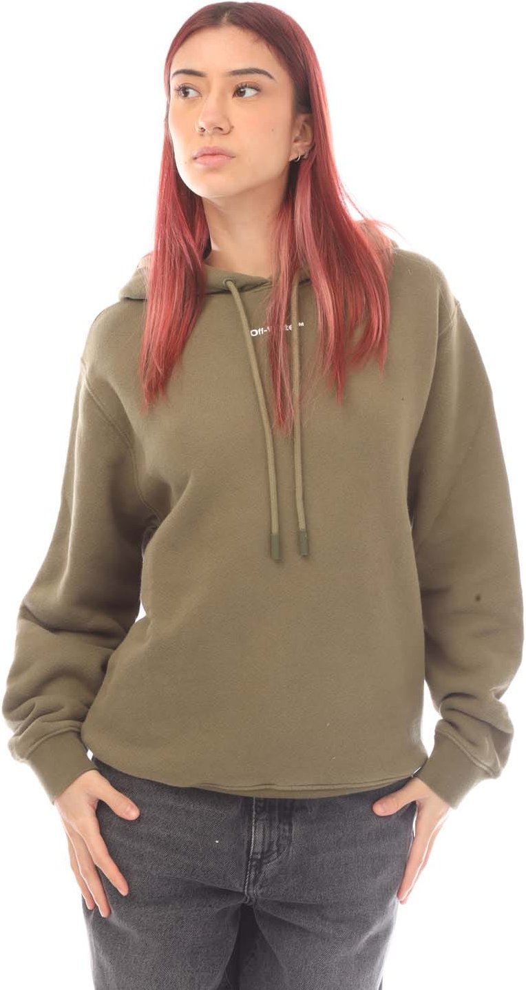 Damen Off-White Flock Chine Blumen Pfeil Hoodie in Grün