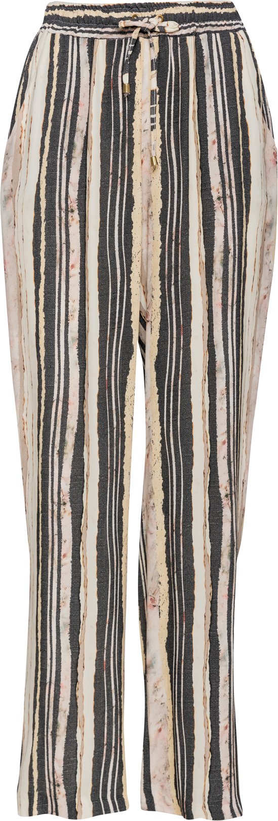 Gestreifte Hose mit weitem Bein und Kordelzug am Bund