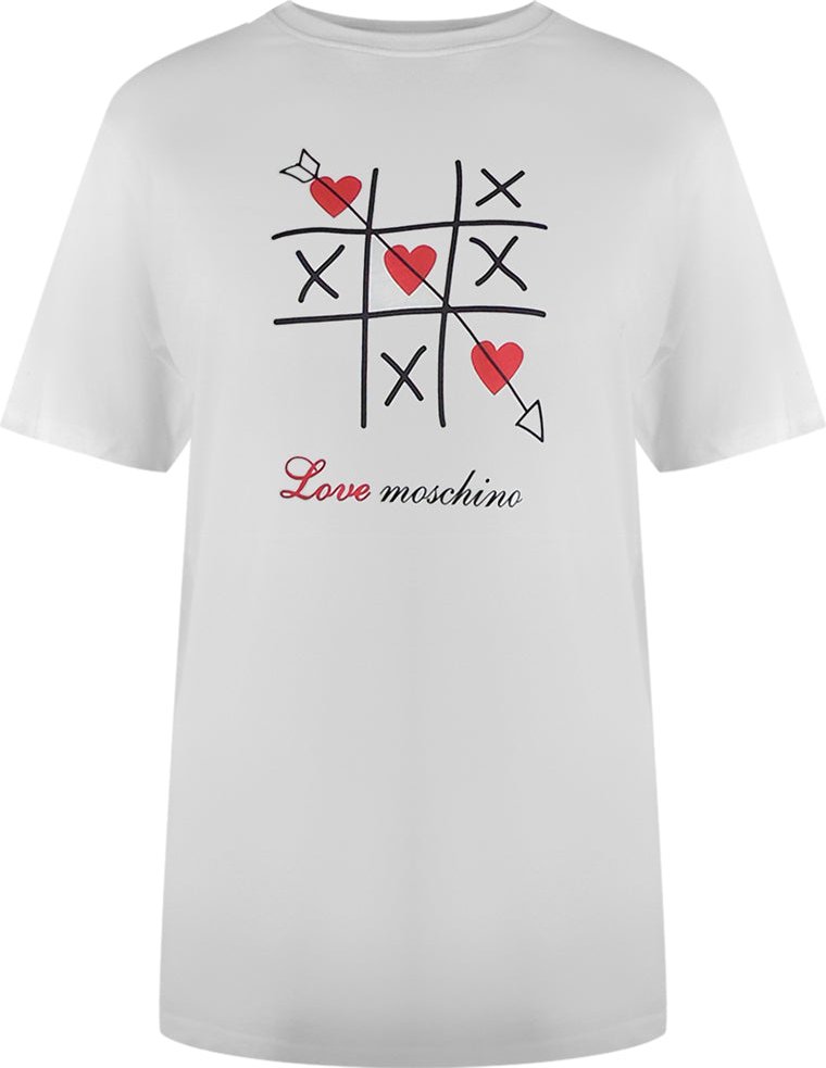 Moschino Tic-tac-toe Logo Weißes T-shirt