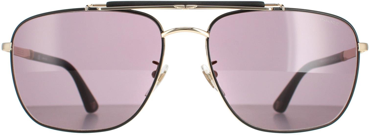 Police Aviator Mens Rose Gold Semi Matte Schwarz Smoke SPLD43 Origins 44
