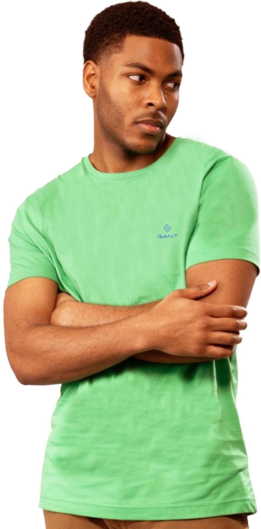 Gant | Herren T-Shirt mit Rundhalsausschnitt Kontrast Logo - Grün