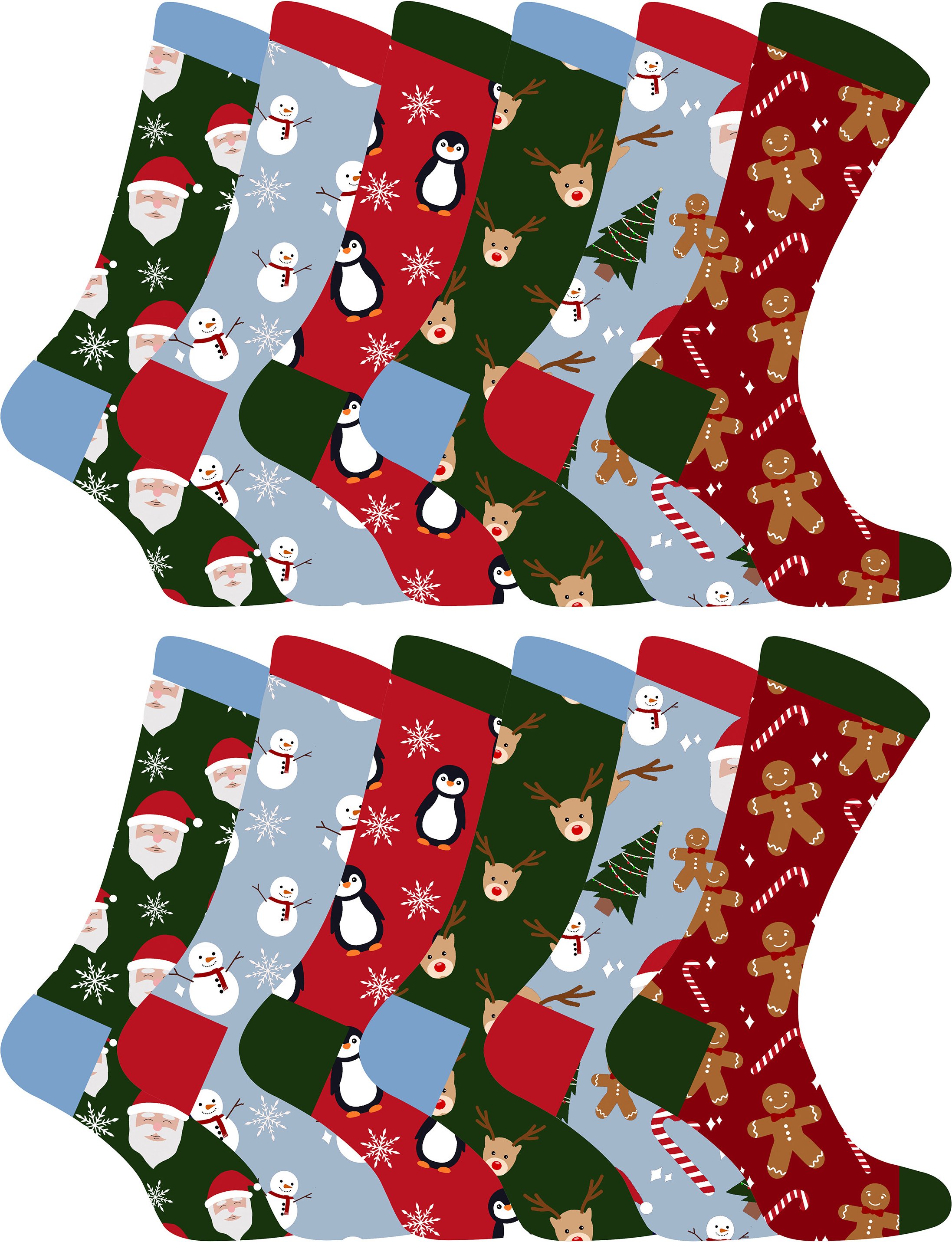 Thumbnail - Kinder Weihnachten Socken | Sock Snob | Neuheit Spaß Muster Weihnachtsgeschenk Socken für Jungen & Mädchen - 12 Pack