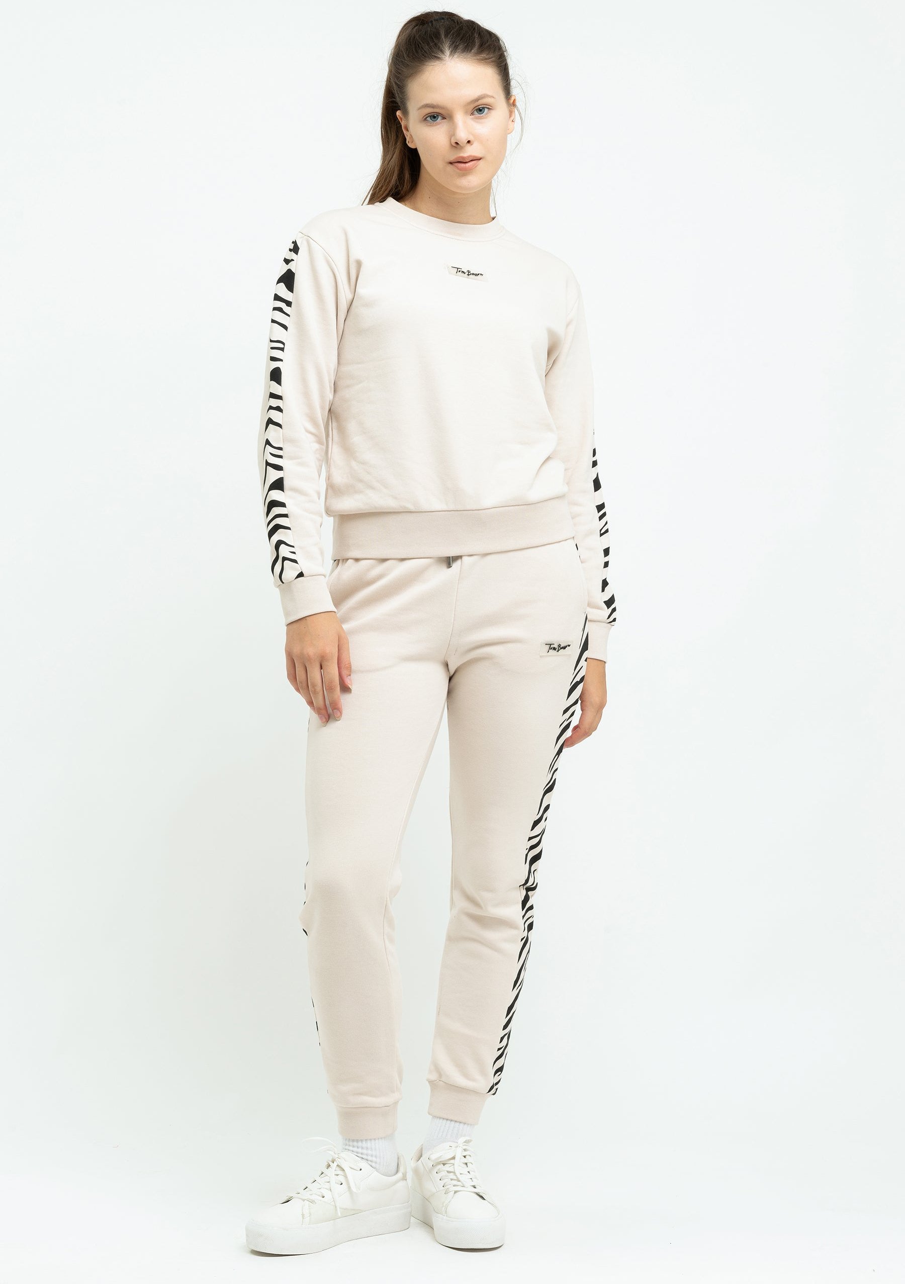 Tom Barron Damen Stilvoller Trainingsanzug-Set mit Zebrastreifen