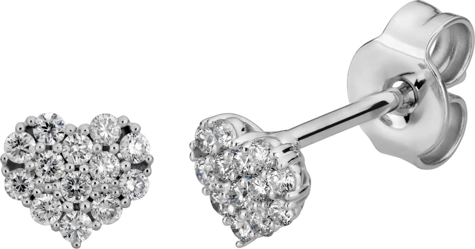 Lyomi Ohrstecker 585/- Weißgold Herz 26 synth. Diam. 0,19ct.