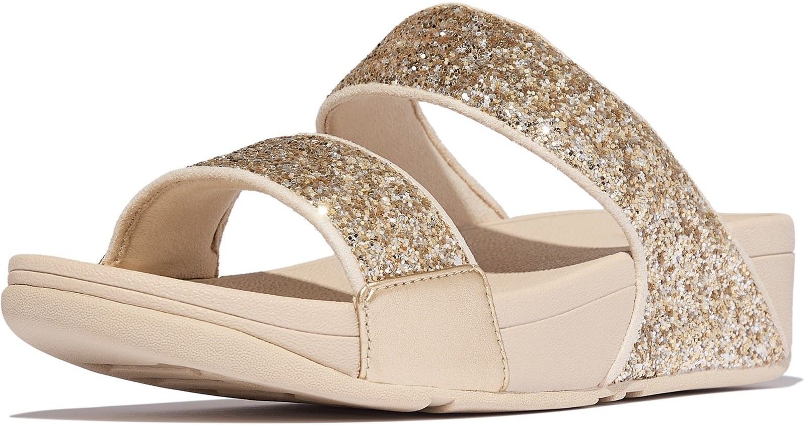 Fitflop Lulu 2 Bar Glitter Polyurethan Damen Sandalen Platino/Silber
