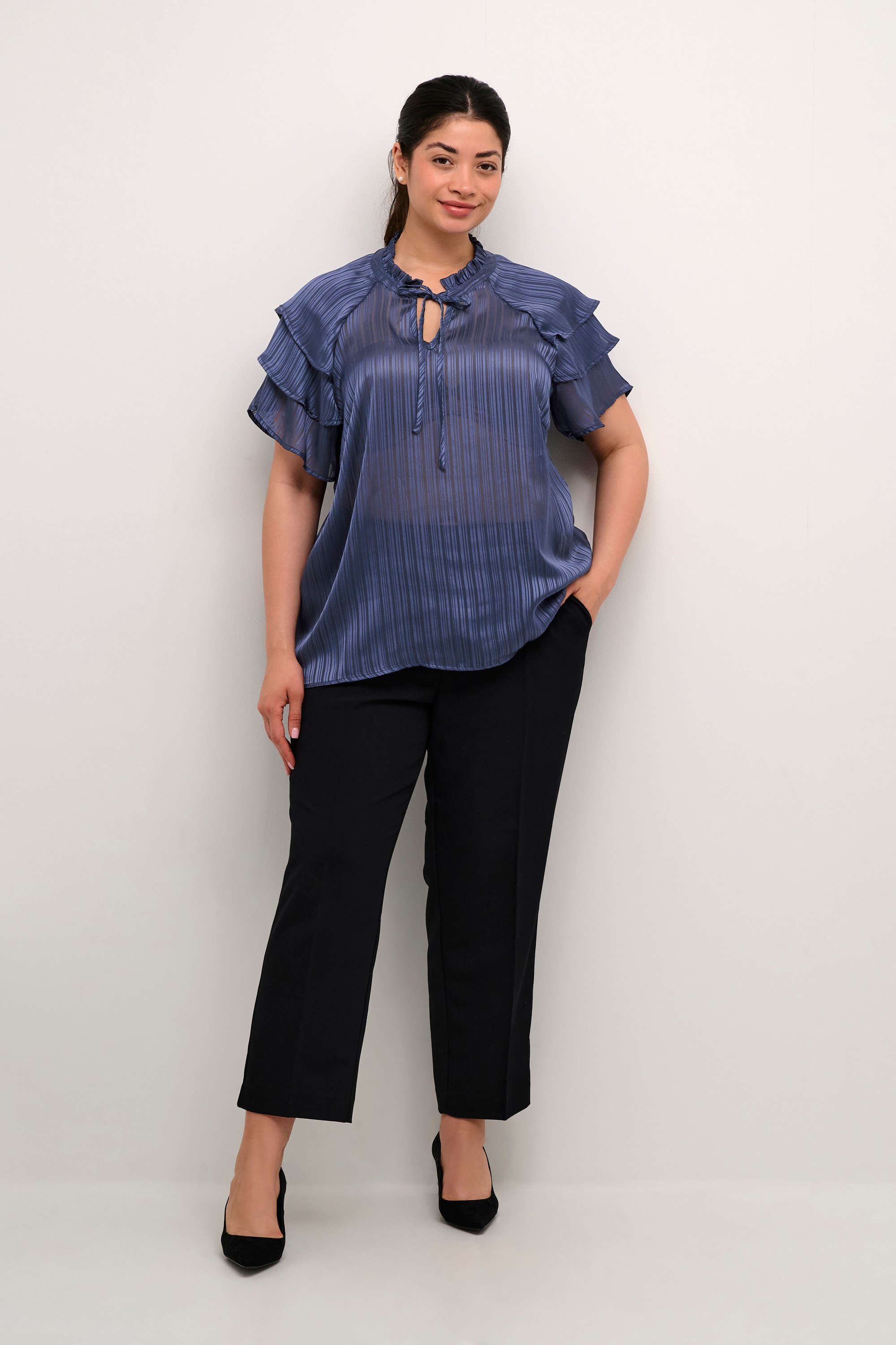 Kurzarm-Bluse Regular fit Blue Indigo