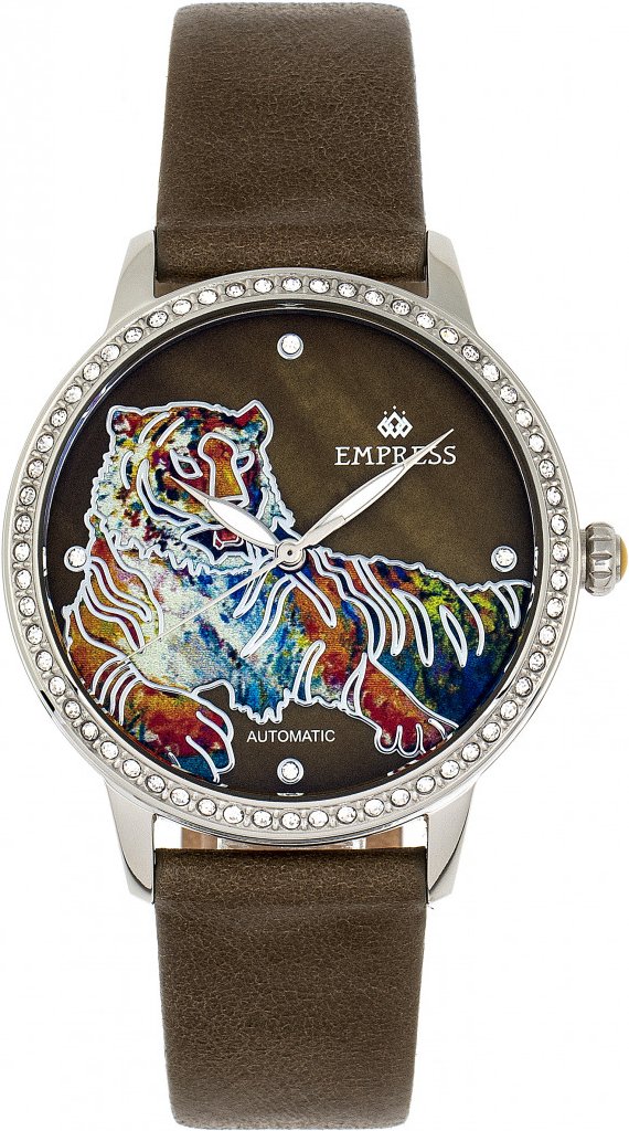 Empress Diana Automatikuhr mit graviertem MOP-Lederarmband