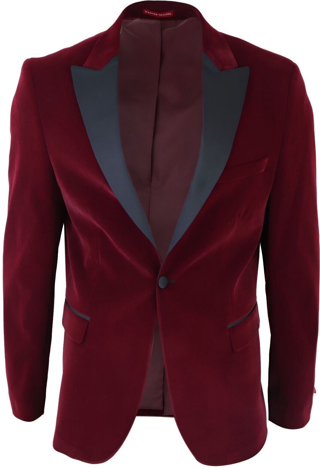 Thumbnail - Burgunderroter Samt-Dinner-Smoking-Anzug-Blazer für Herren