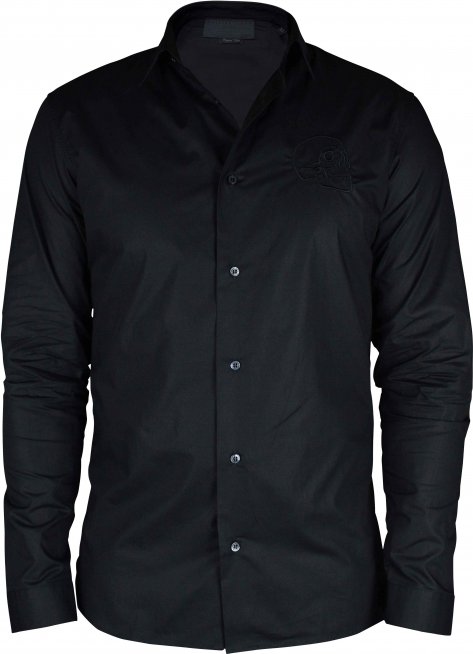 Philipp Plein Gold Cut LS Skull Hemd Schwarz