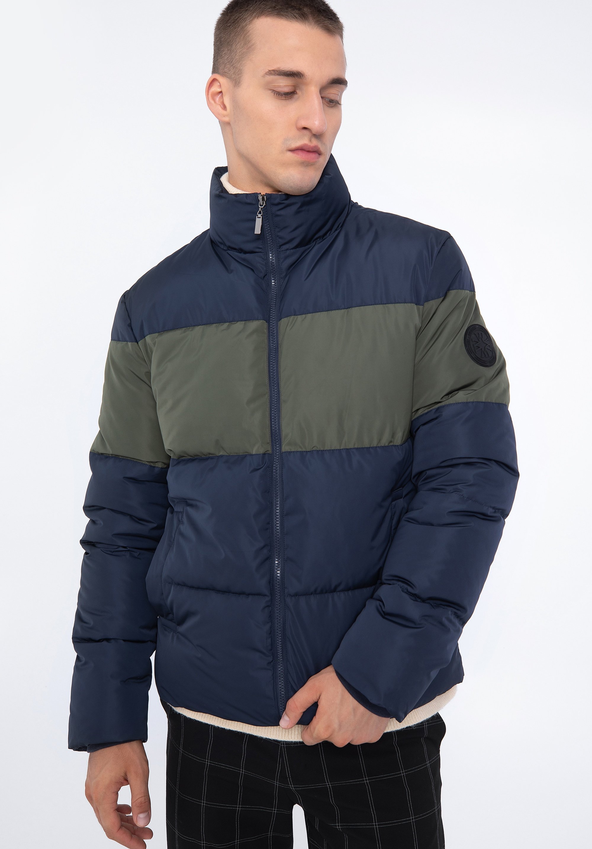 Wittchen Herren-Steppjacke, Marineblau/Grün, Polyester