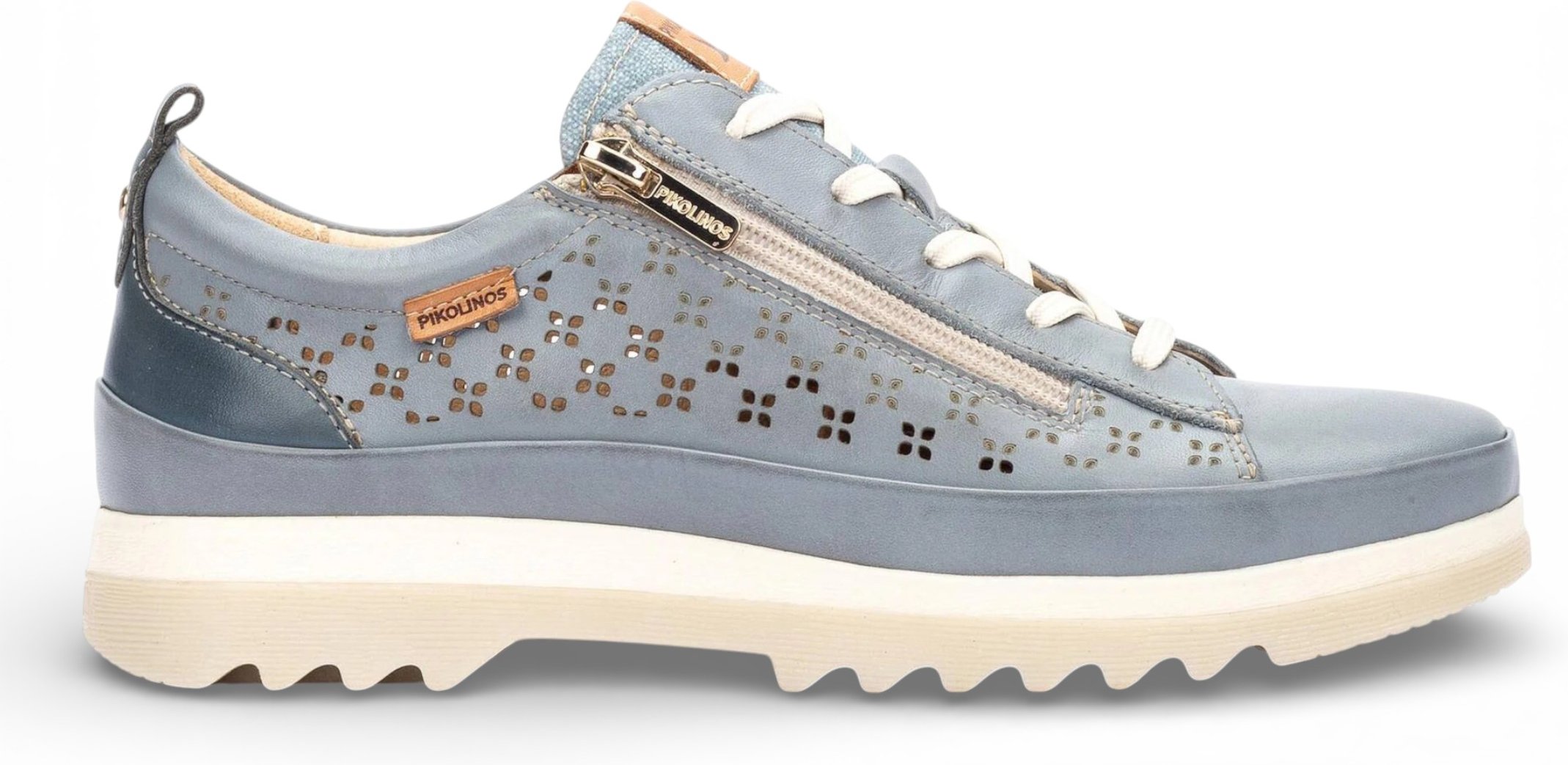 Pikolinos Damen-Sneaker aus Denimblauem Leder mit Schnürung und Reißverschluss - Vigo