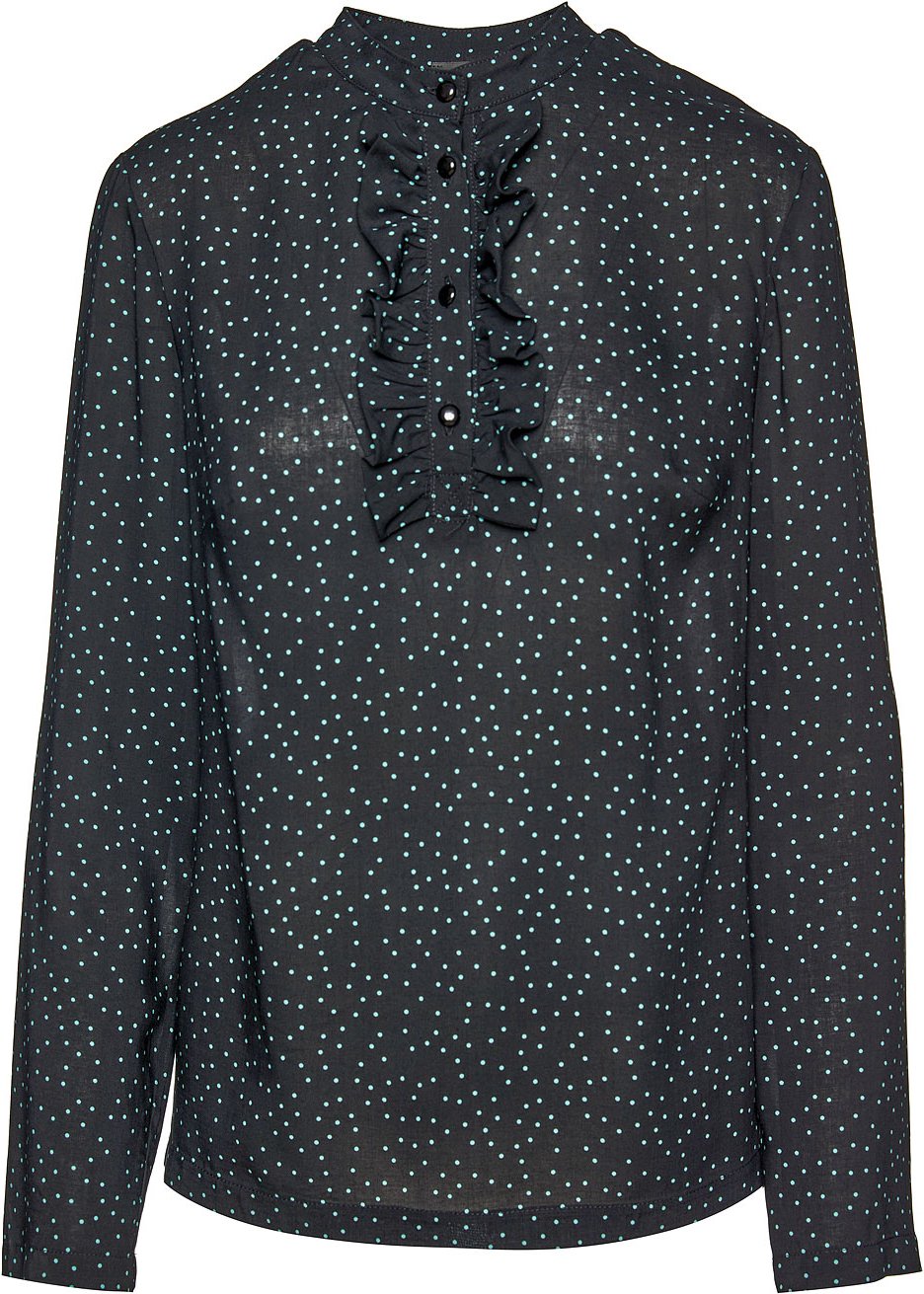 Gepunktete Bluse mit Rüschendetail