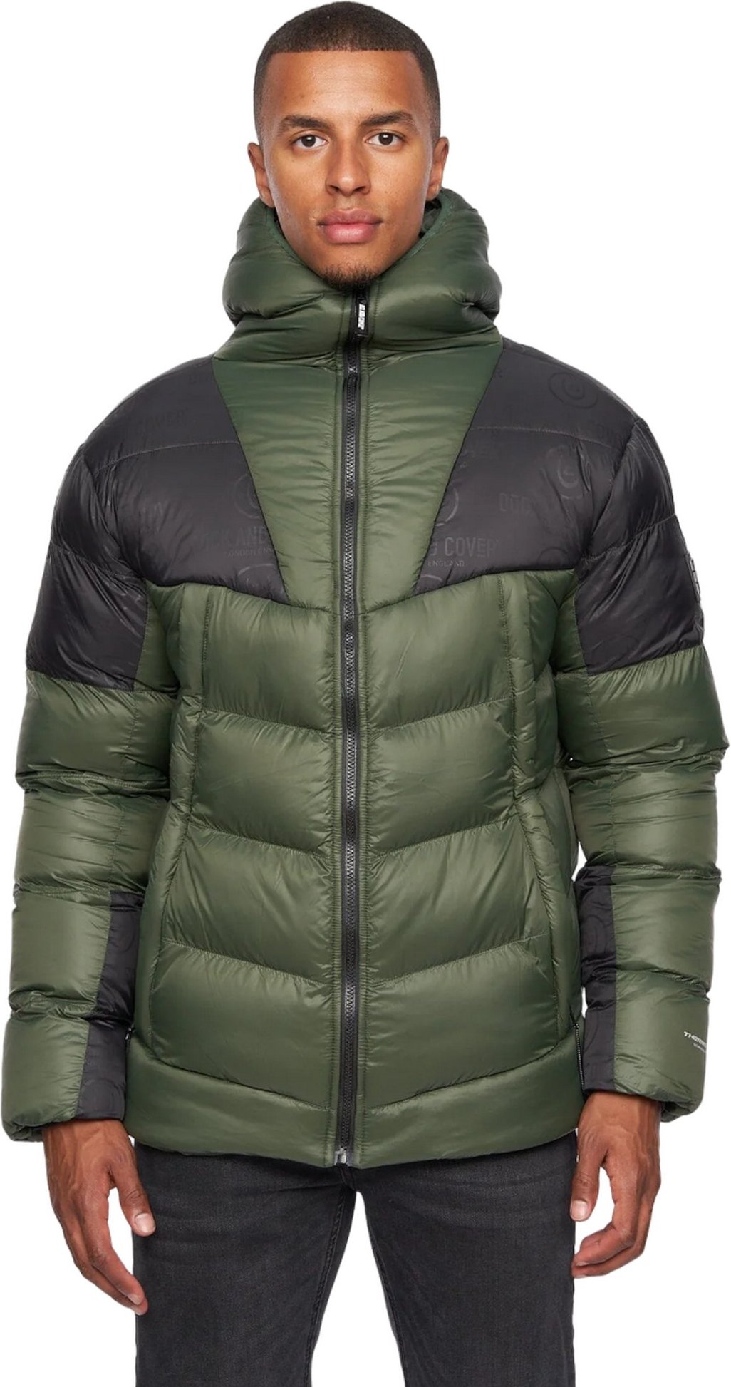 Duck and Cover - "Raymax" Steppjacke für Herren (Dunkel-Olive/Schwarz)