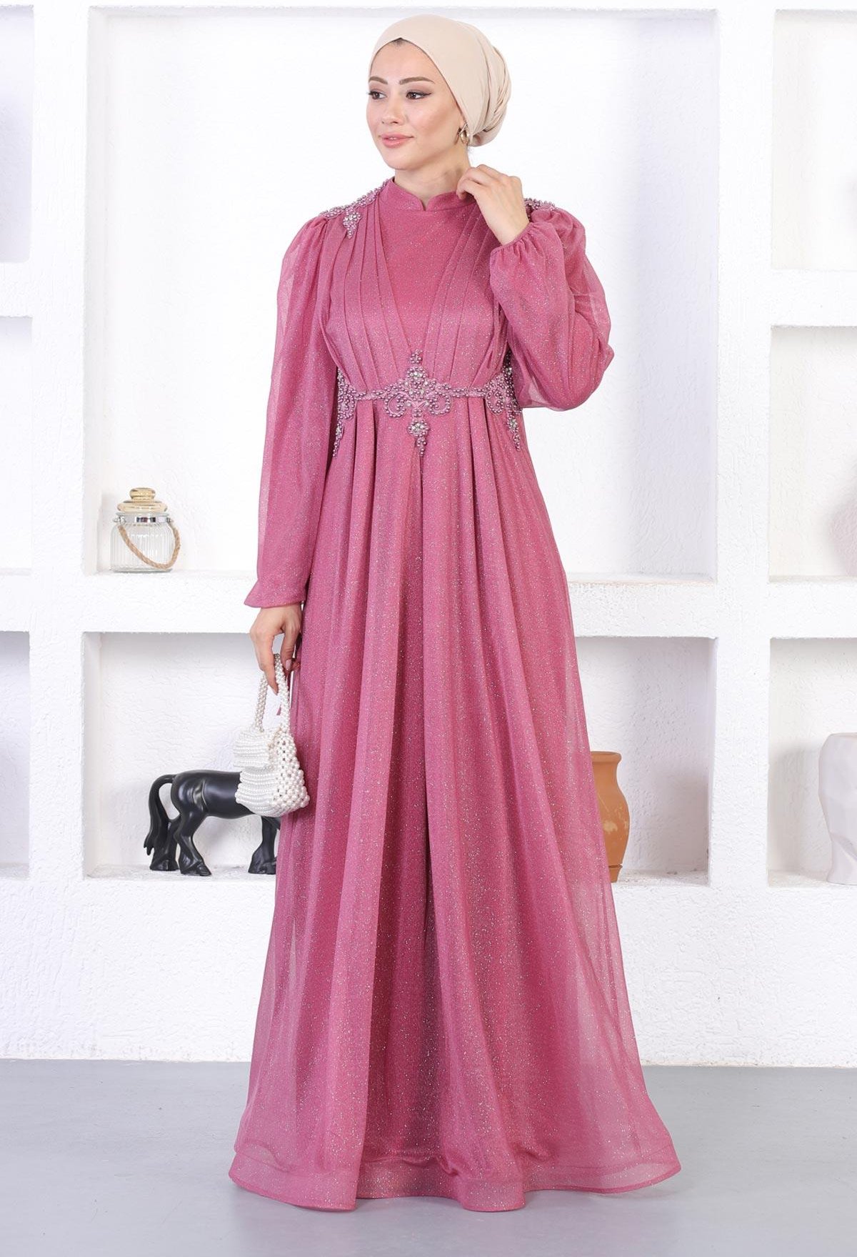 Abendkleid mit Perlen und Glitzer