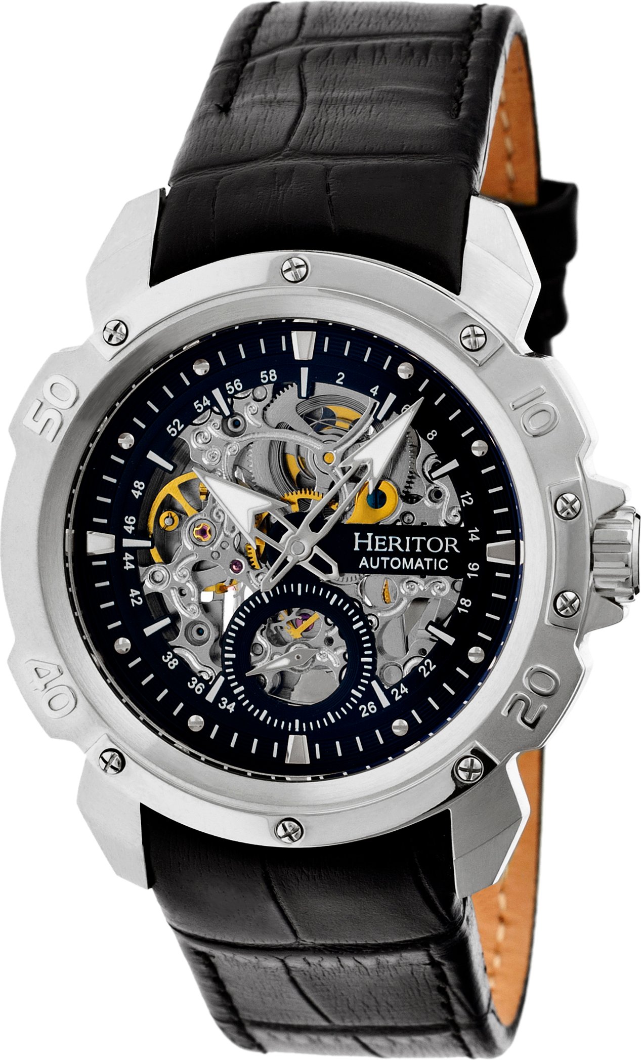 Thumbnail - Montre automatique Heritor Conrad Skeleton à bracelet en cuir