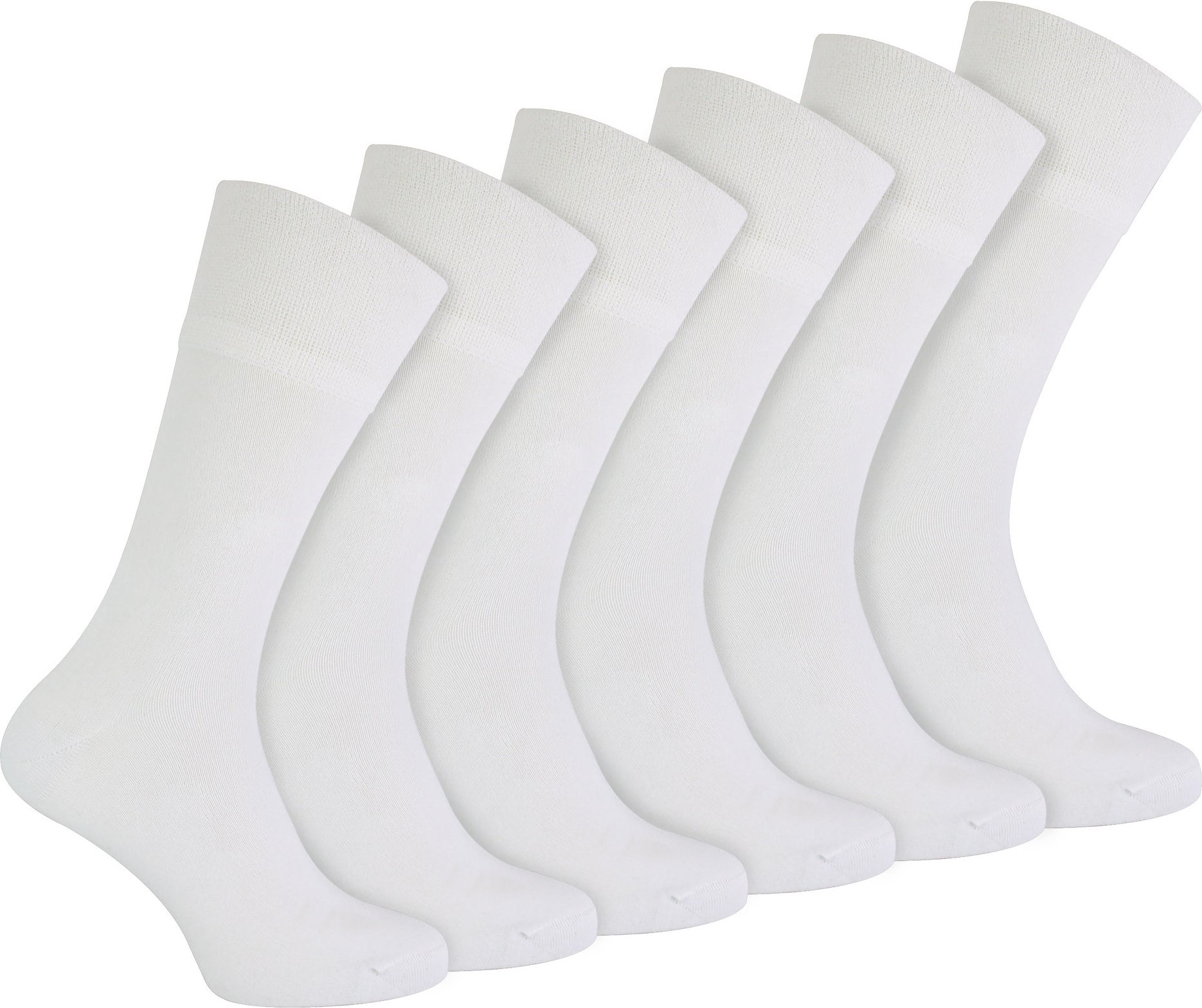 IOMI - 6 Pack Herren Diabetiker Bambus Socken | Extra breite nahtlose lockere nicht elastische Socken - Weiß