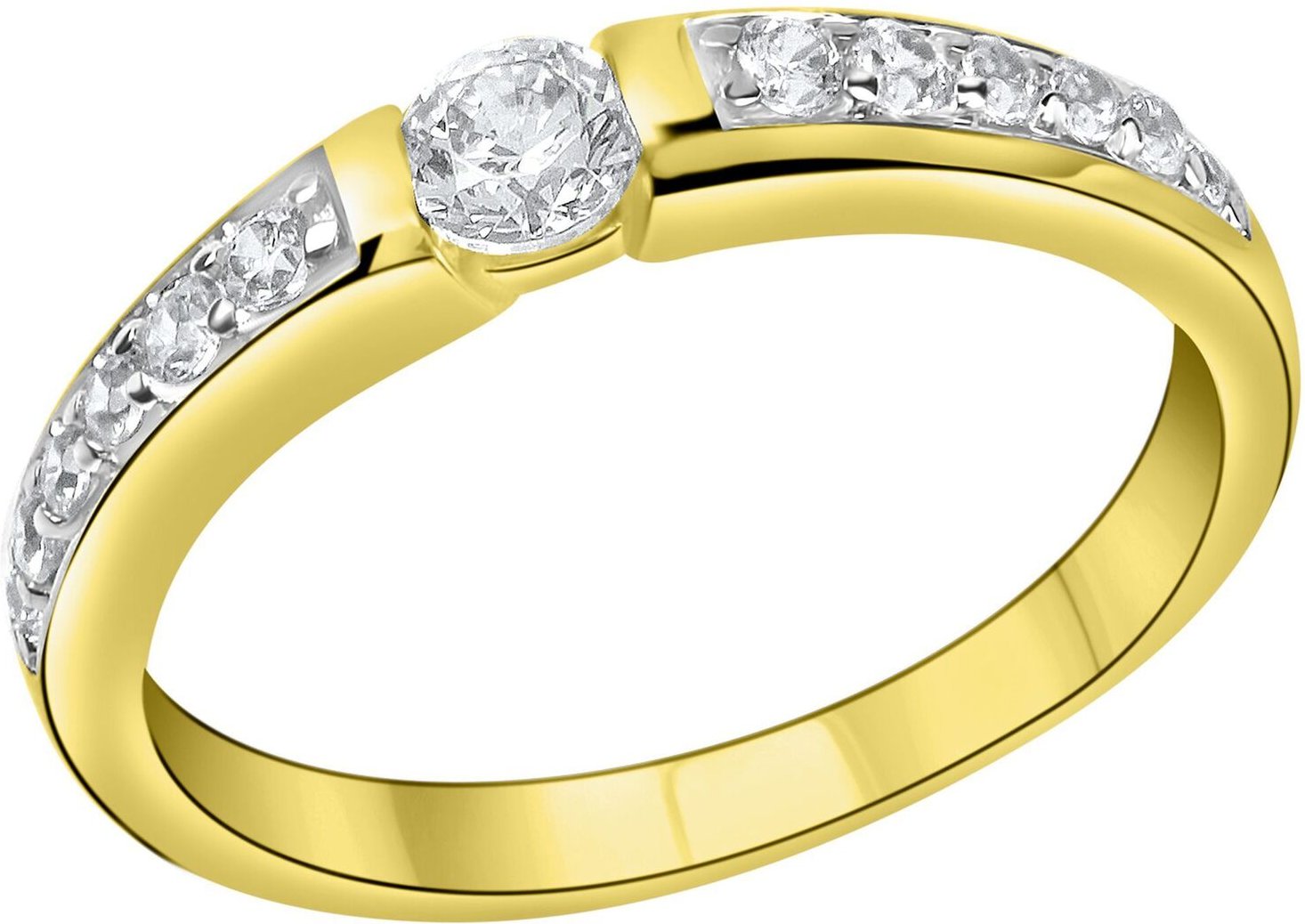 Fascination by Ellen K. Ring 375/- Gelbgold teil rhodiniert Zirkonia