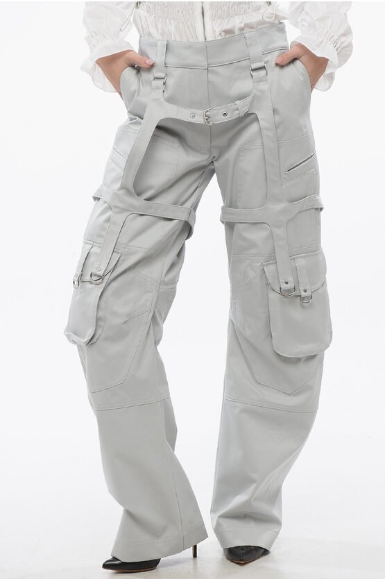 PKT-Cargohose aus Baumwolle mit Harness-Details in Grau