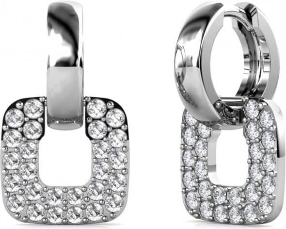 Klassische quadratische Ohrringe - Silber und Kristall