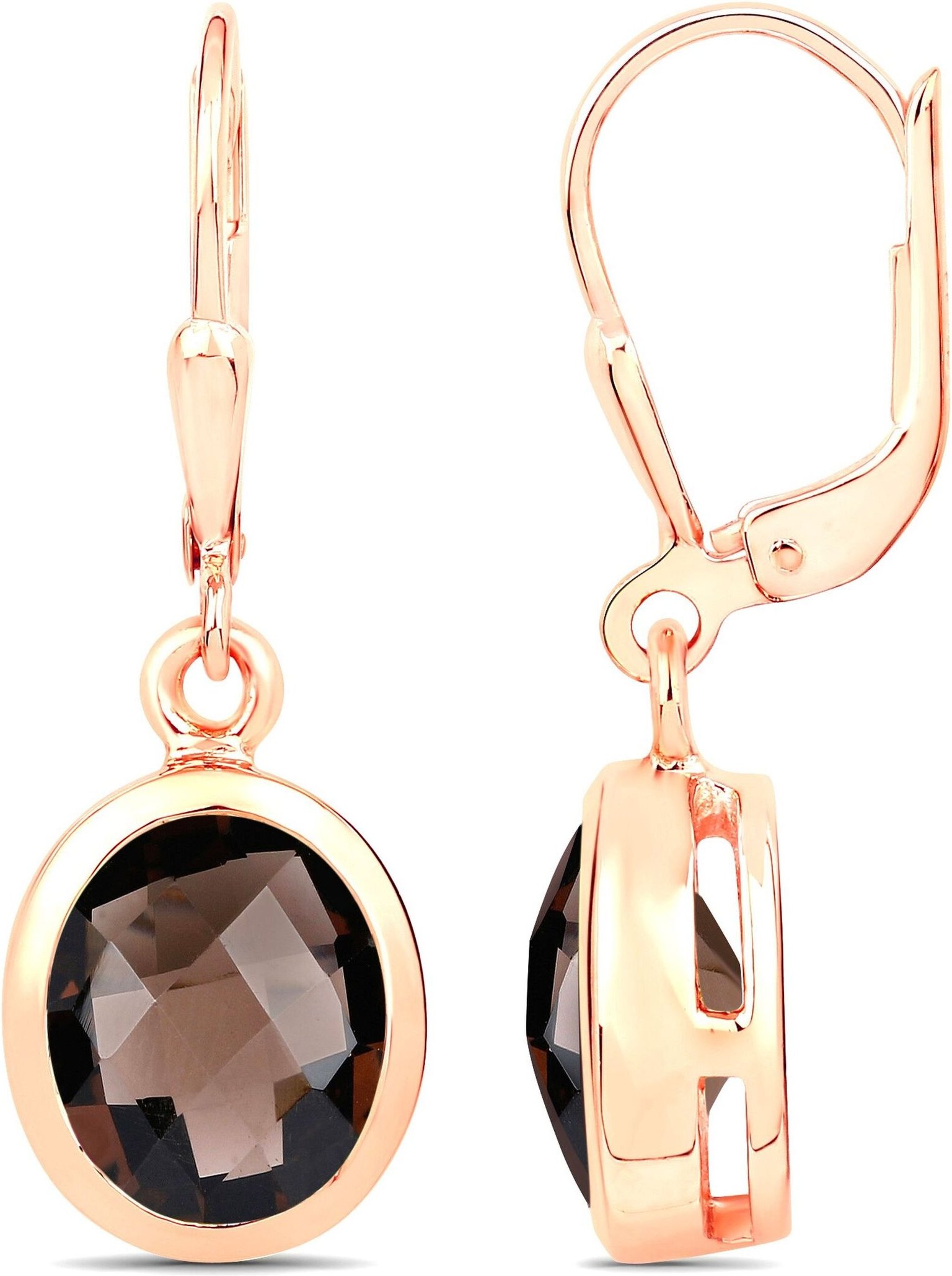 Vira Jewels Ohrhänger 925 Silber rot vergoldet Glanz Rauchquarz dunkelbraun