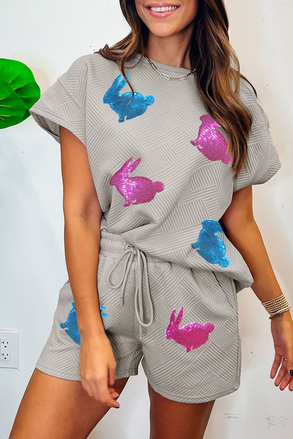 Strukturierte Strick-Shorts-Set