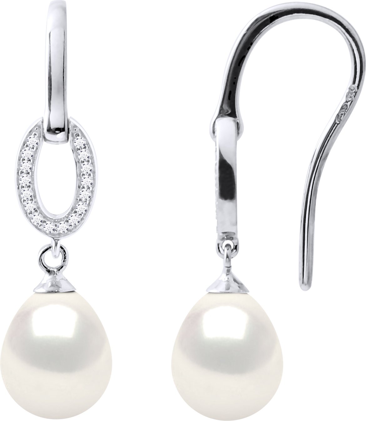 Ohrringe Haken Süßwasserperlen 8-9mm Weiß Birnen Schmuck 925