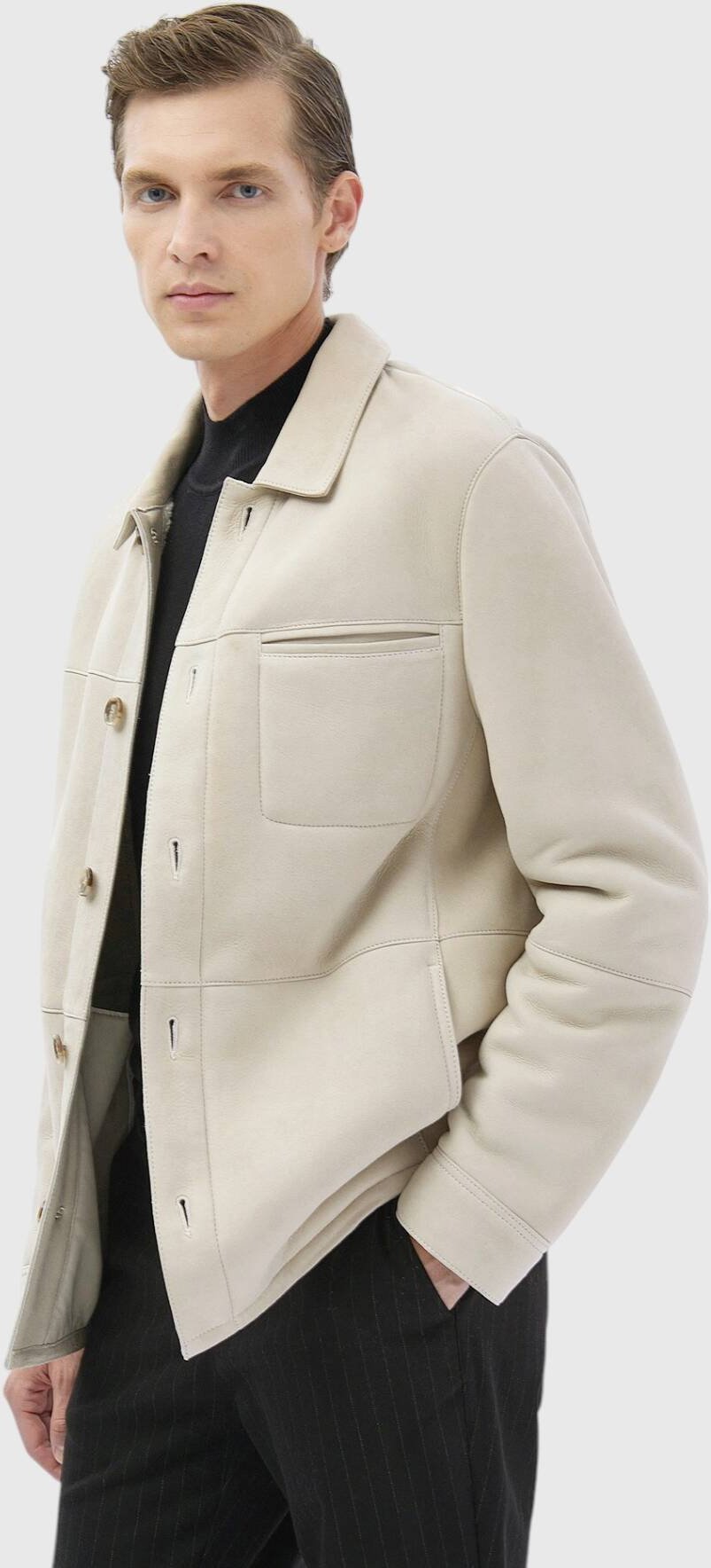 Pelziger Ledermantel