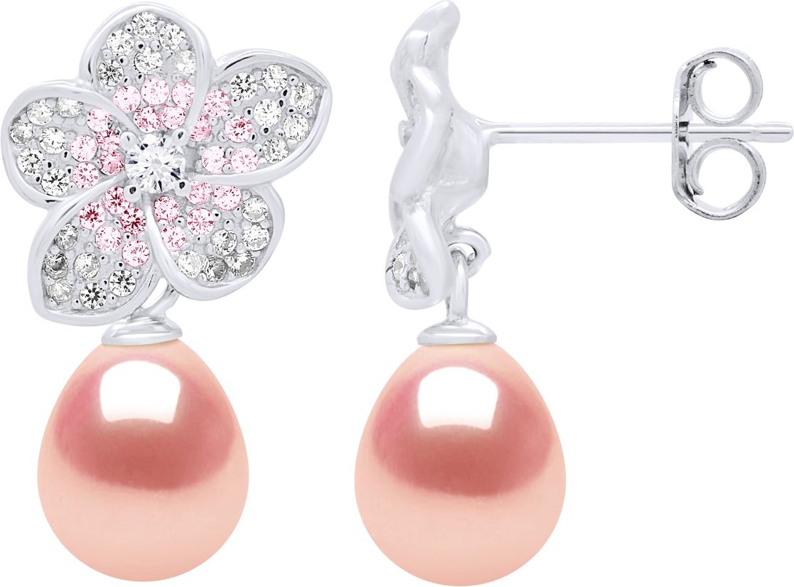 Ohrringe - Schmuck Silber - Echte Süßwasser-Zuchtperlen Birne 9-10 mm