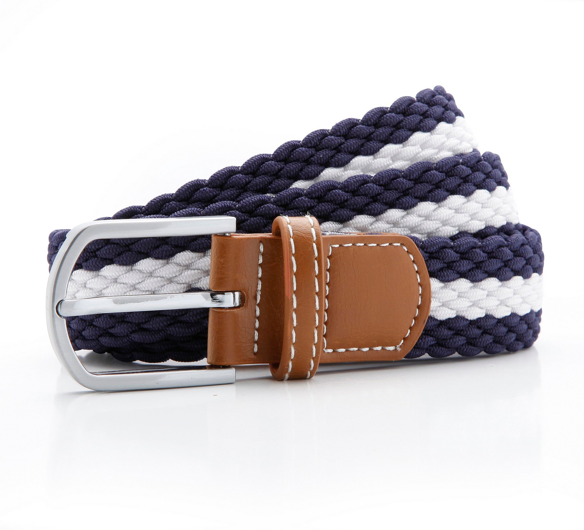 Asquith & Fox Herren Zweifarbiger Streifen Flechtgürtel (Navy/Weiß)