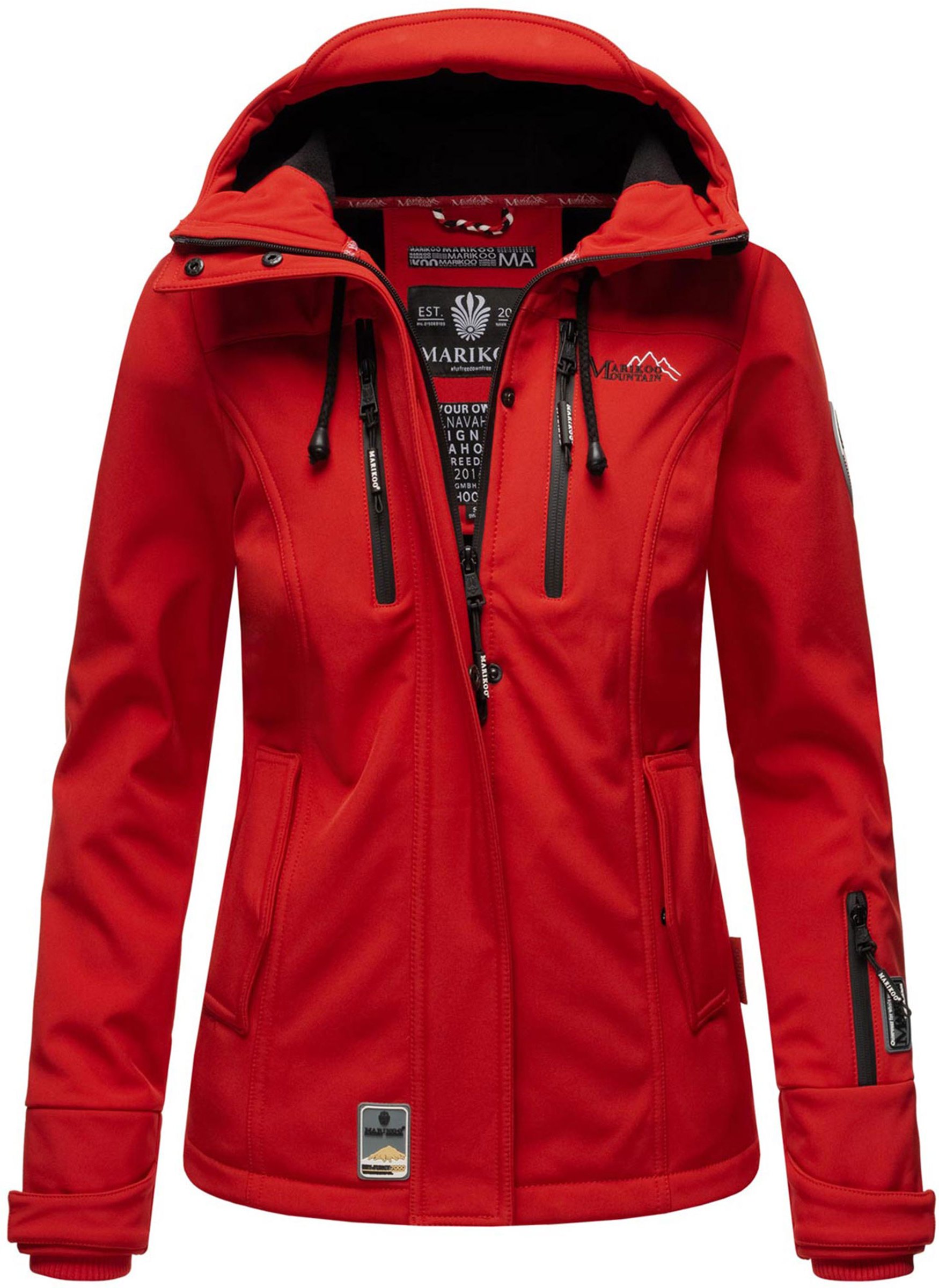 Marikoo Damen Softshelljacke – Kleine Zicke, warm mit Kapuze & Fleecefutter