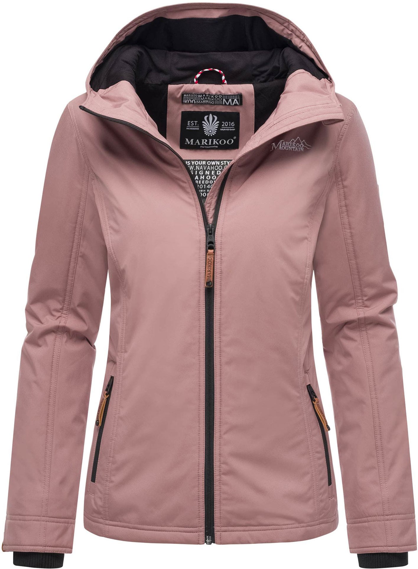 Marikoo Damen Übergangsjacke leichte wind- und wasserabweisende Jacke mit Kapuze Mauve