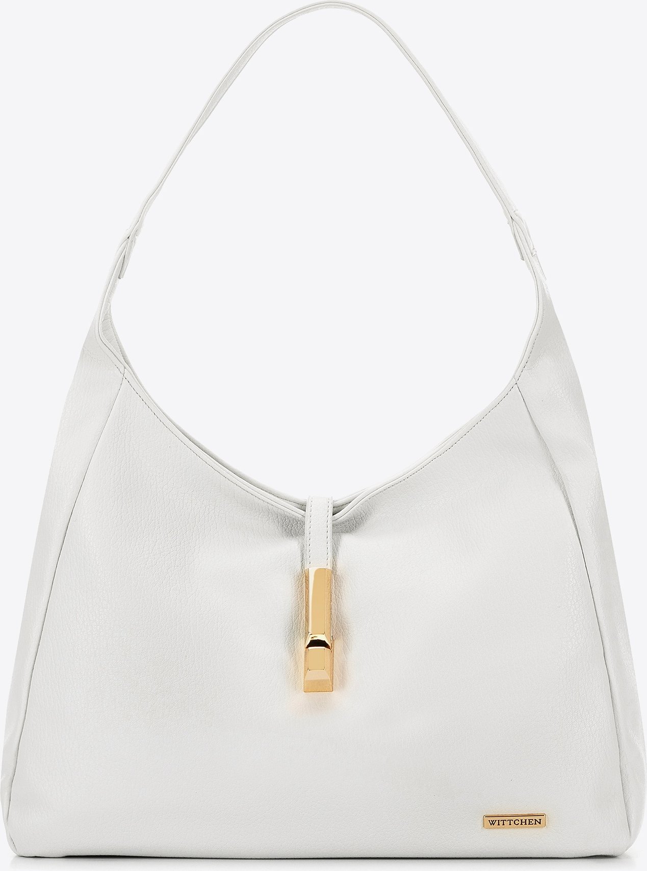 Wittchen Damenhandtasche mit dekorativer Schnalle, groß, aus weißem Öko-Leder