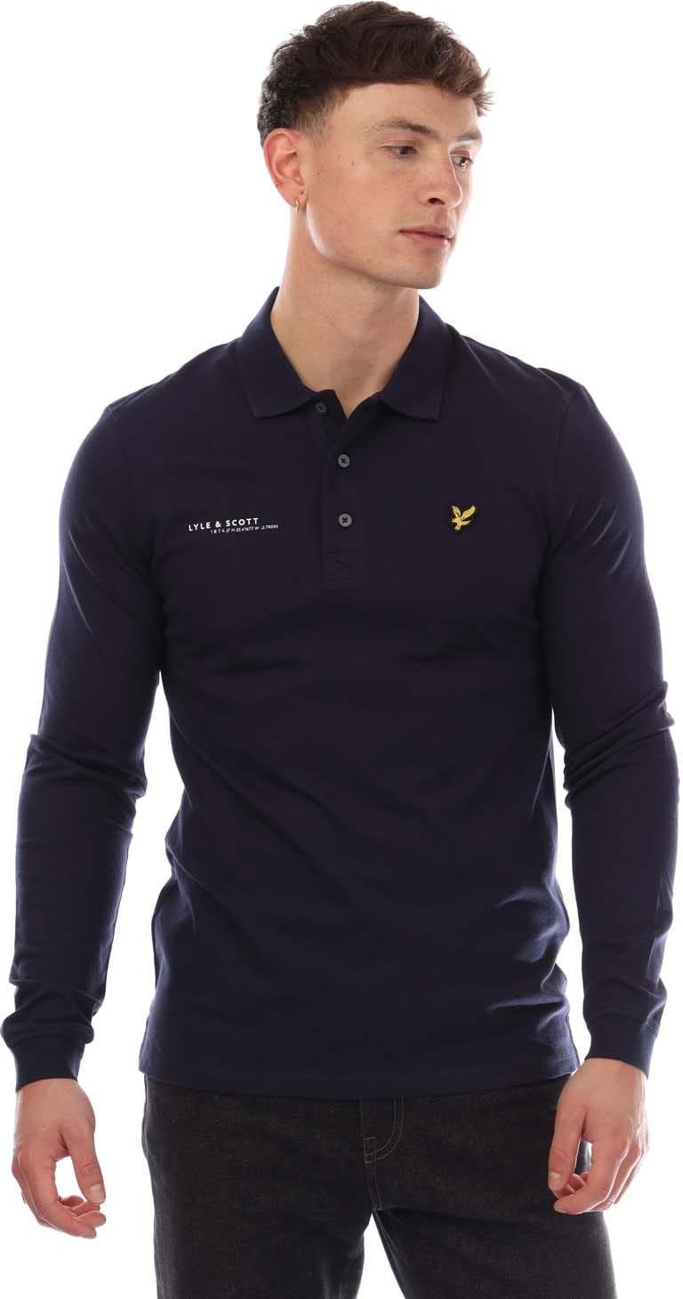 Lyle & Scott - "Co-Ordinate" Poloshirt für Herren Langärmlig (Marine)