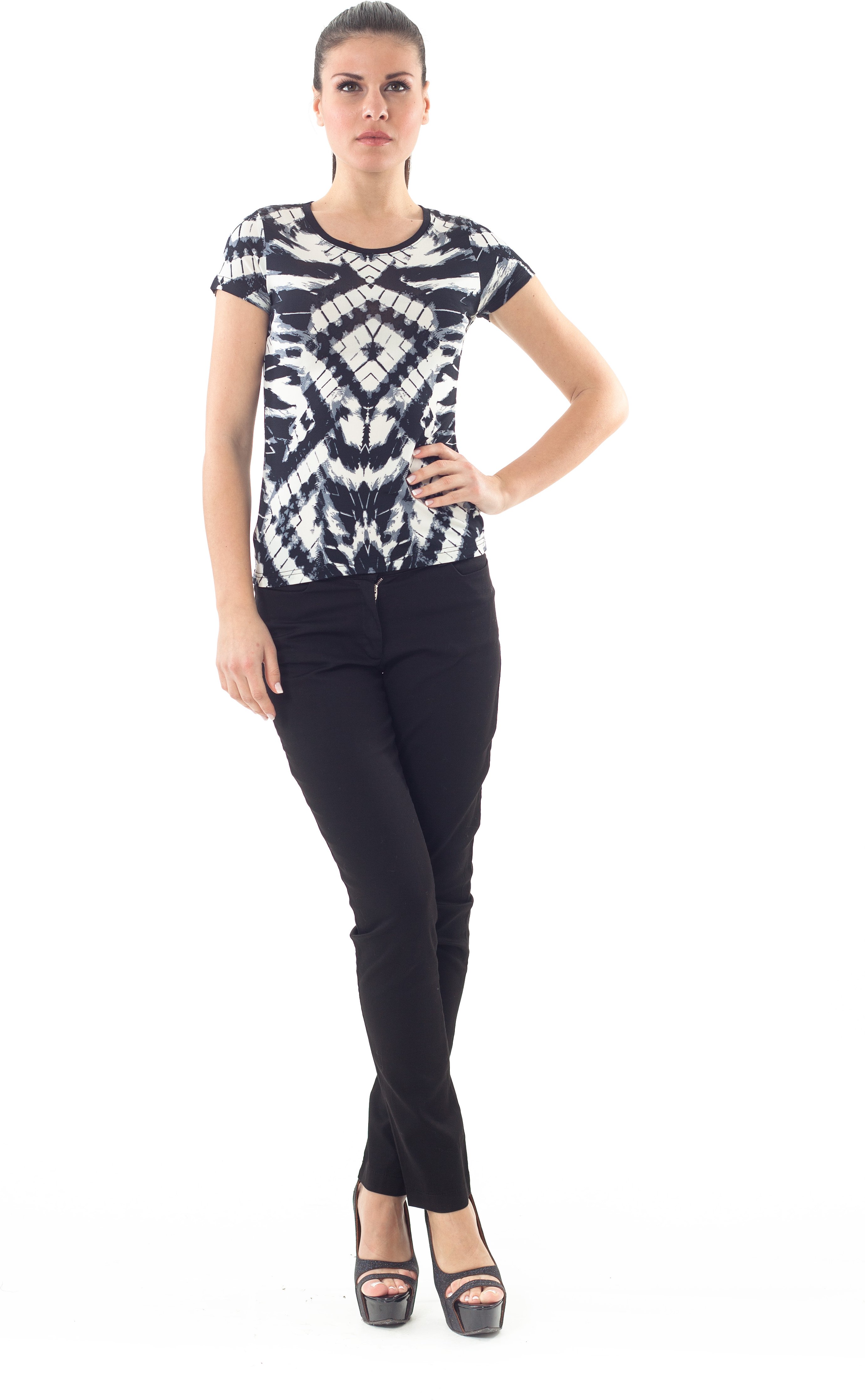 Kurzärmeliges Top mit Allover-Druck