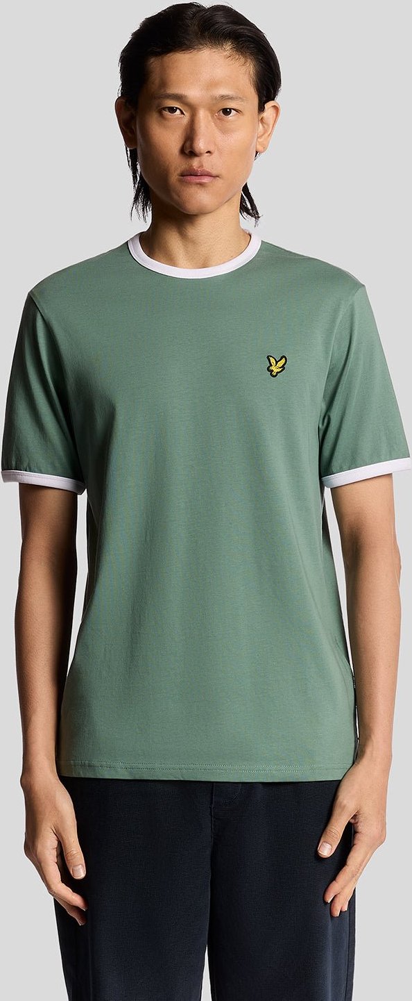 Lyle & Scott Ringer-Baumwoll-T-Shirt mit Rundhalsausschnitt – Grün