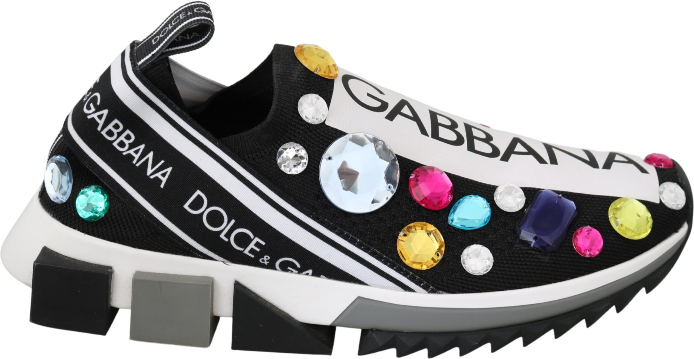Dolce & Gabbana Frauen Schwarz Multicolor Crystal Sneakers Schuhe
