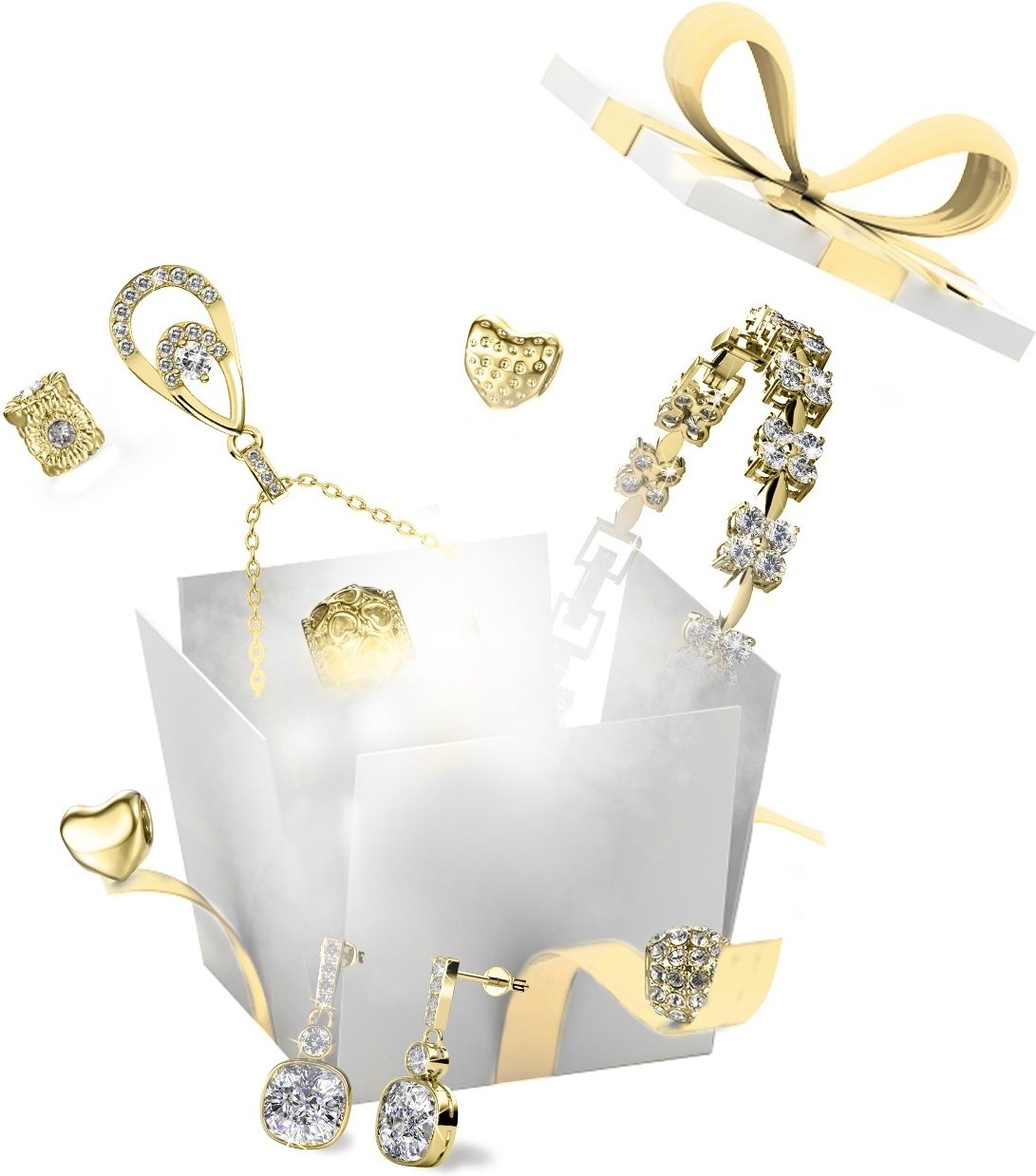 13 Juwelen und 11 Überraschungsperlen für den DIY-Adventskalender - Gold und Kristall