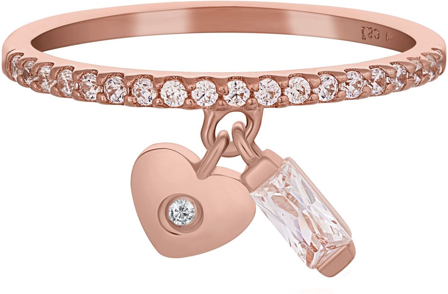 cai Ring 925 Silber rosévergoldet mit Anhängern Herz Zirkonia