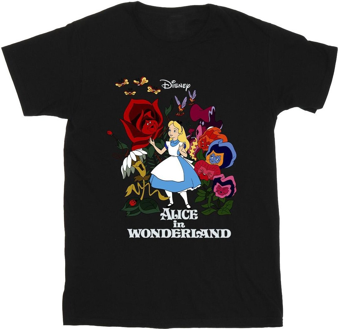 Disney - "Alice In Wonderland Flowers" T-Shirt für Herren (Schwarz)