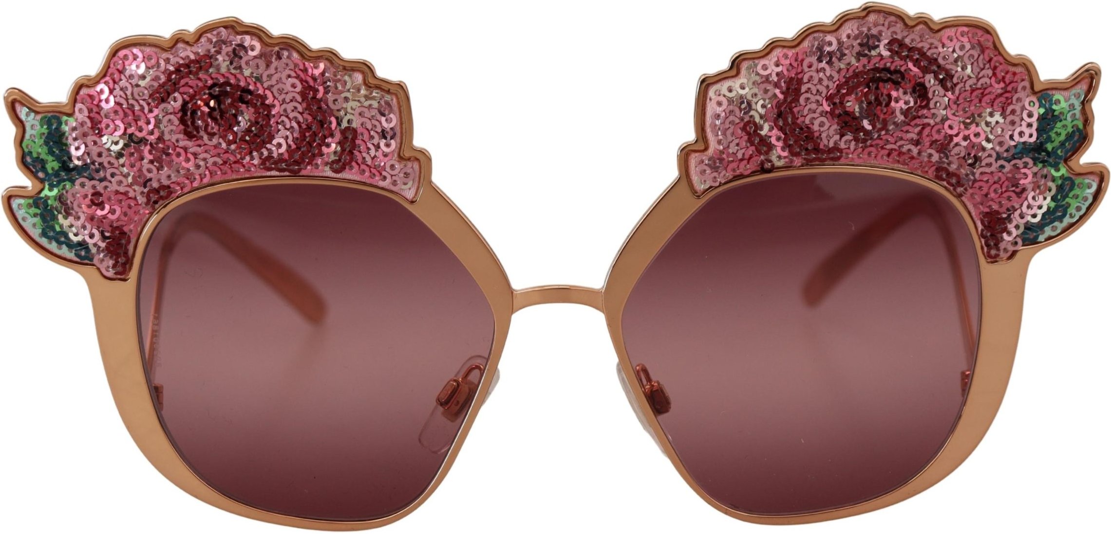 Dolce & Gabbana Pink Gold Rose Paillettenbestickte DG2202 Damen-Sonnenbrille