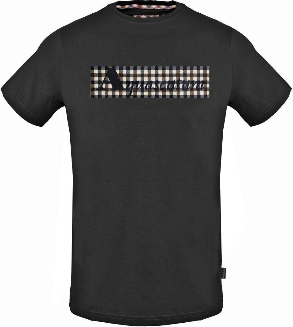 Aquascutum Check Box Logo Black T-Shirt