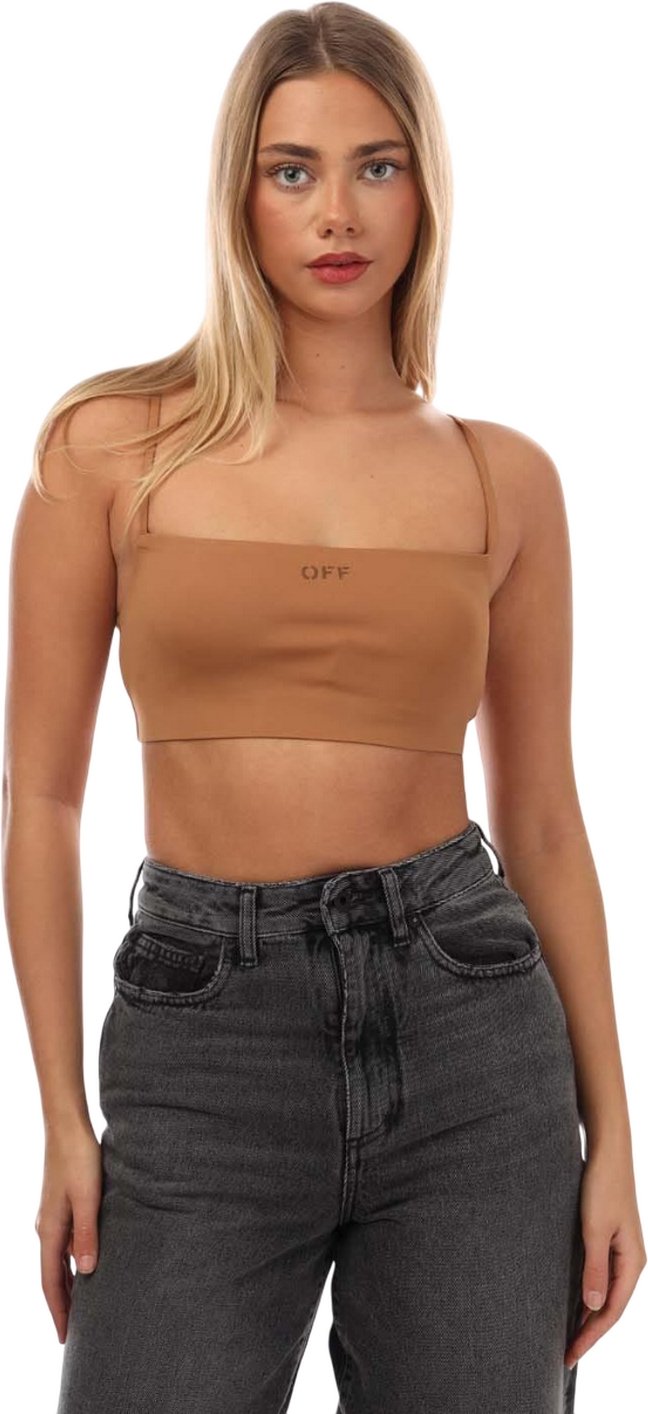 Off White - Kurzes Top Eckiger Ausschnitt für Damen (Braun)