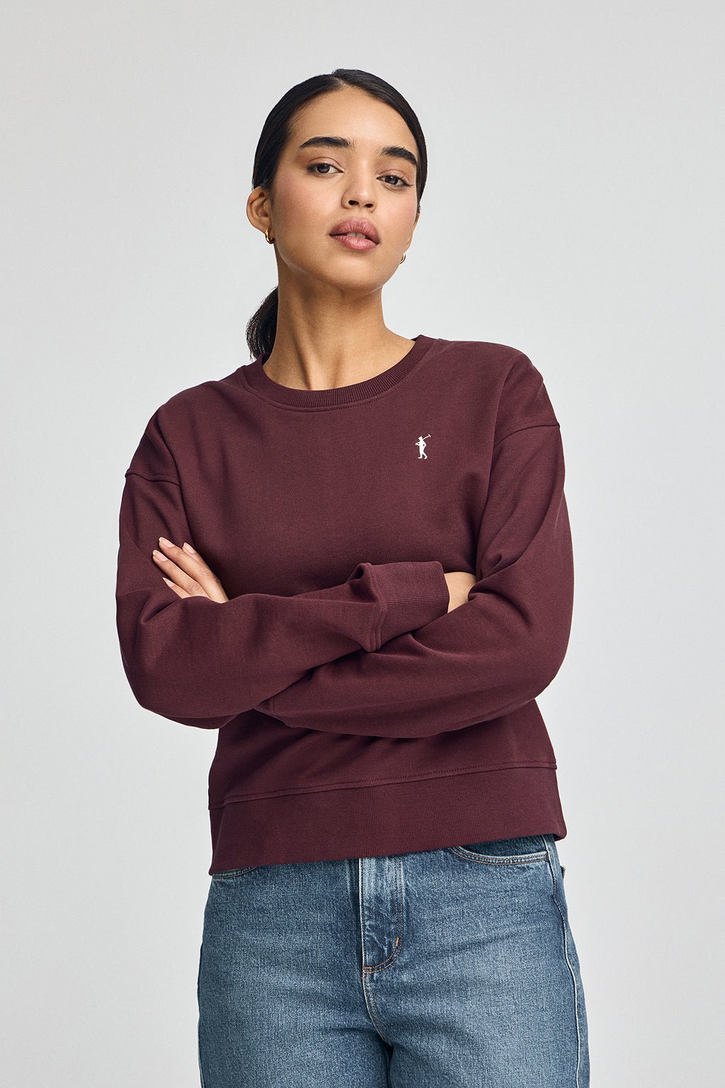 Sweatshirt burgunderrot im Boxy Fit mit Rigby Go-Logo