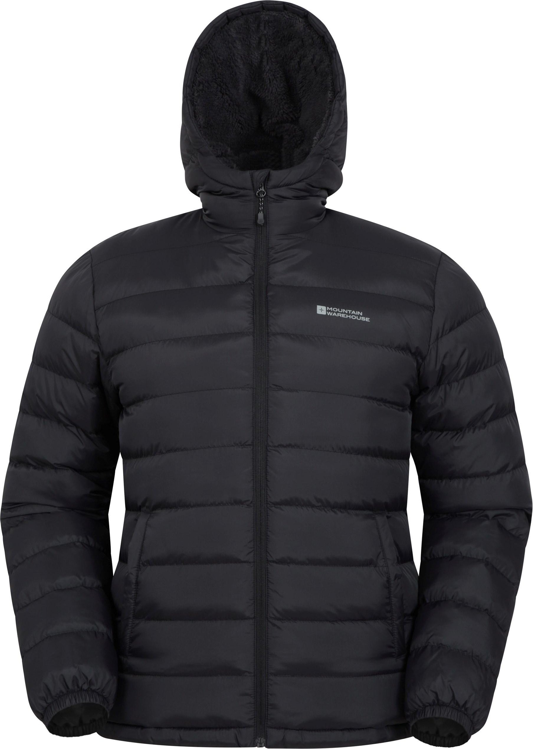 Mountain Warehouse Herren Seasons gesteppte Jacke mit Kunstfellfutter (Schwarz)