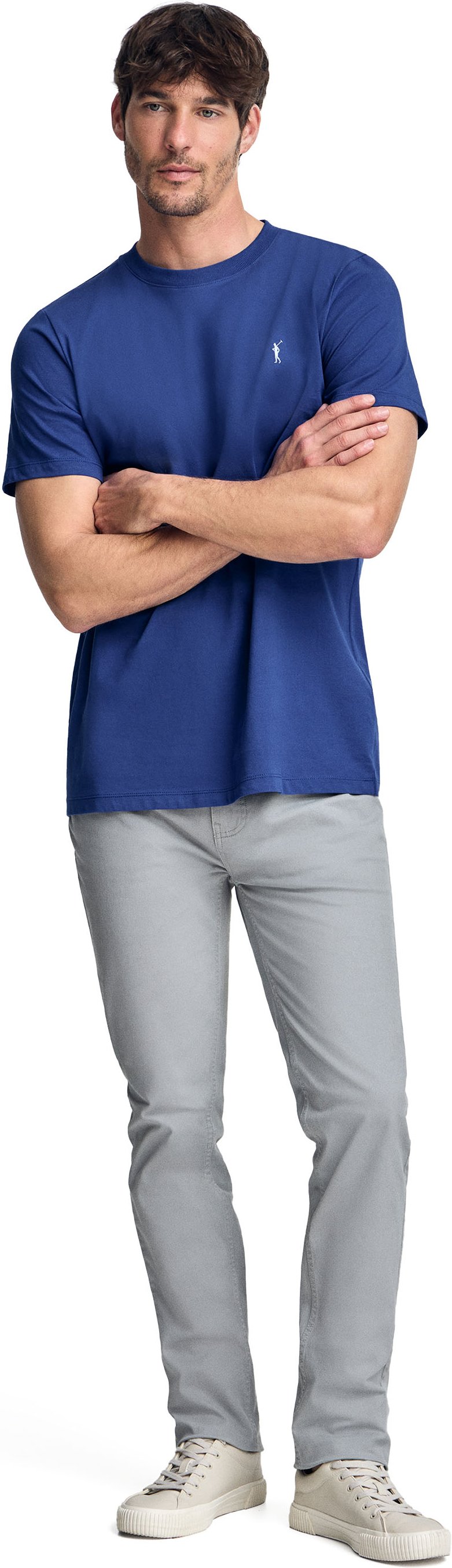 T-Shirt königsblau mit Rundhalsausschnitt und Rigby Go Stickerei