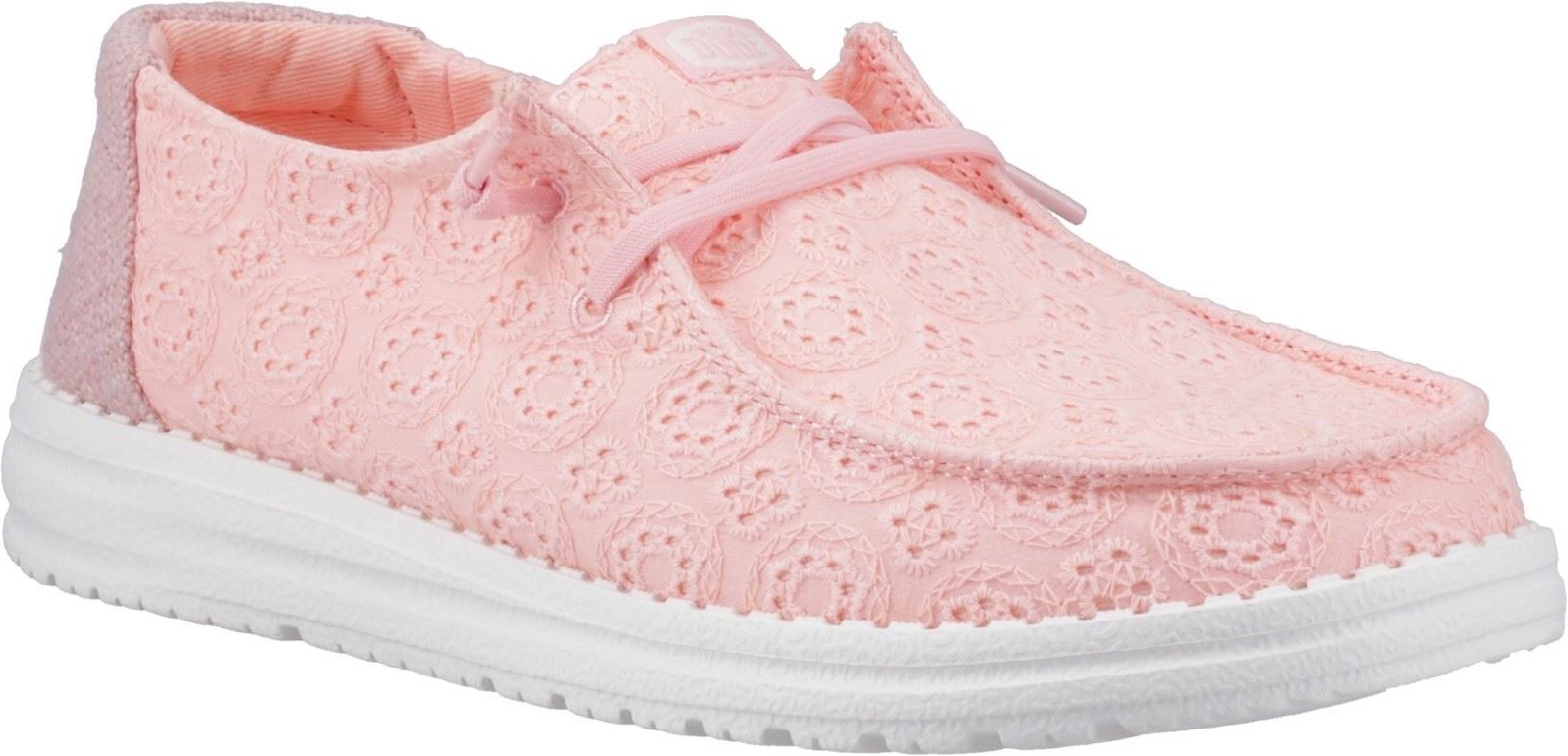 HEYDUDE Wendy Ösen Schnürung Baumwollmischung Damen Mokassins Schuhe in Zartrosa