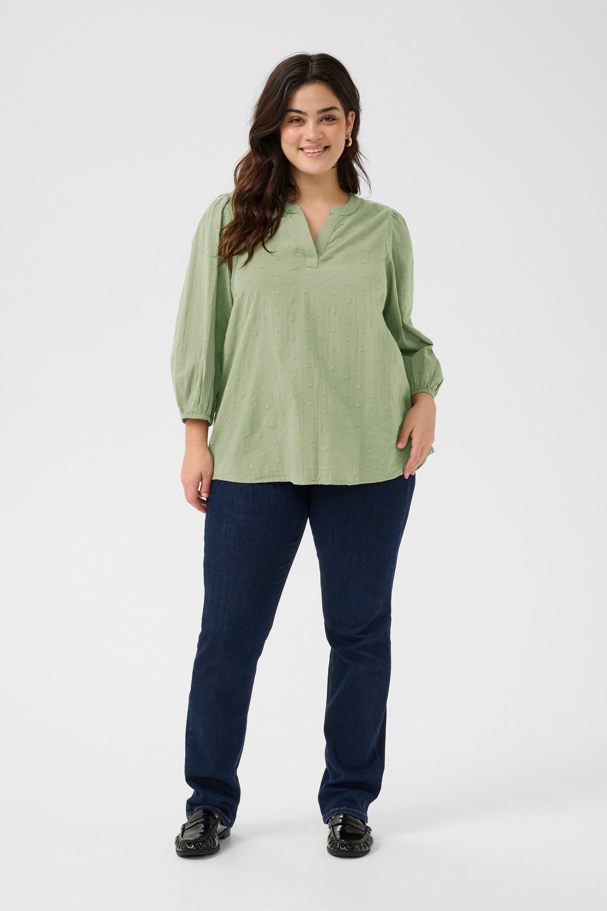 Langarm-Bluse Regular fit Oil Green