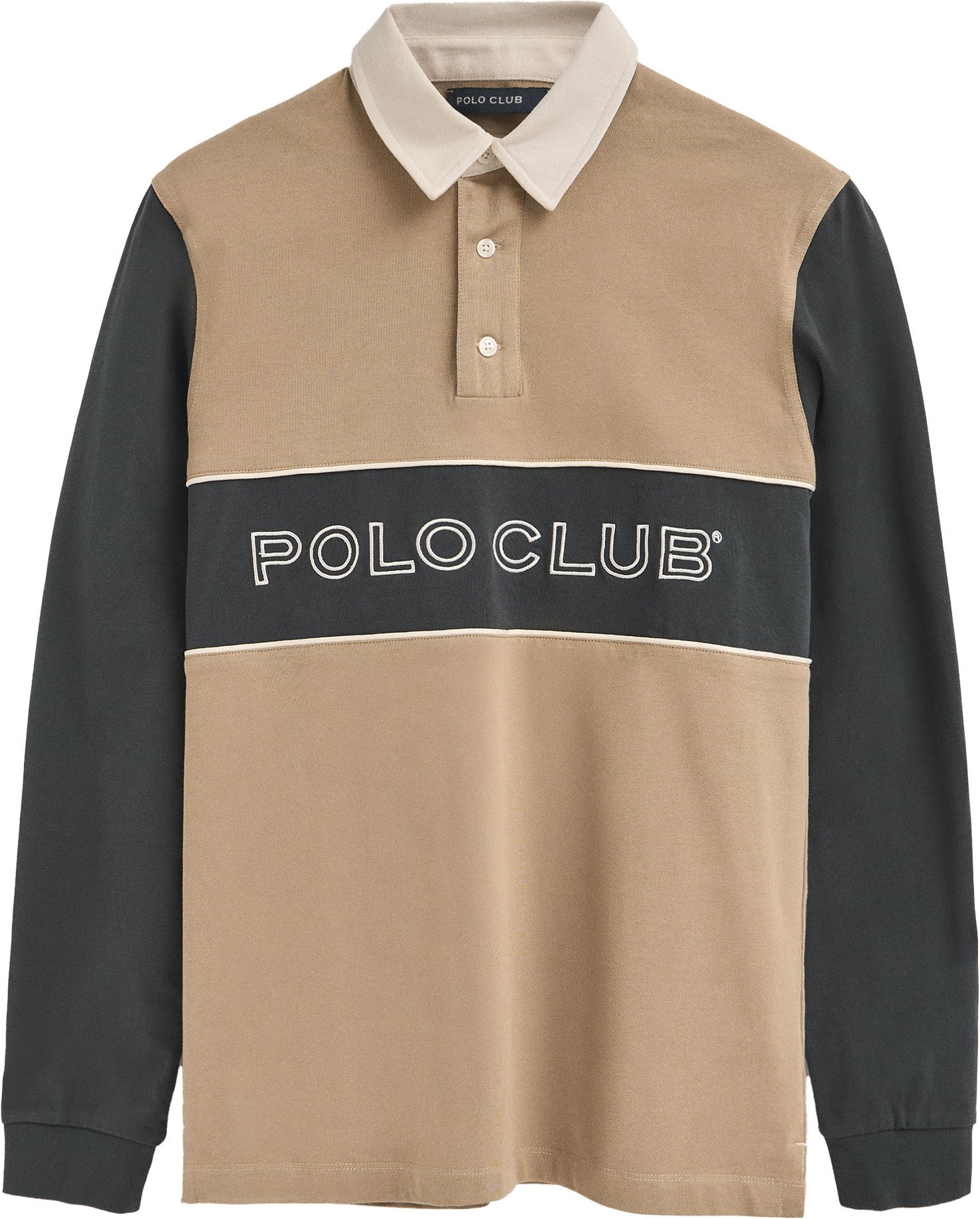 Poloshirt Daviero hellbraun mit gesticktem Polo Club-Logo