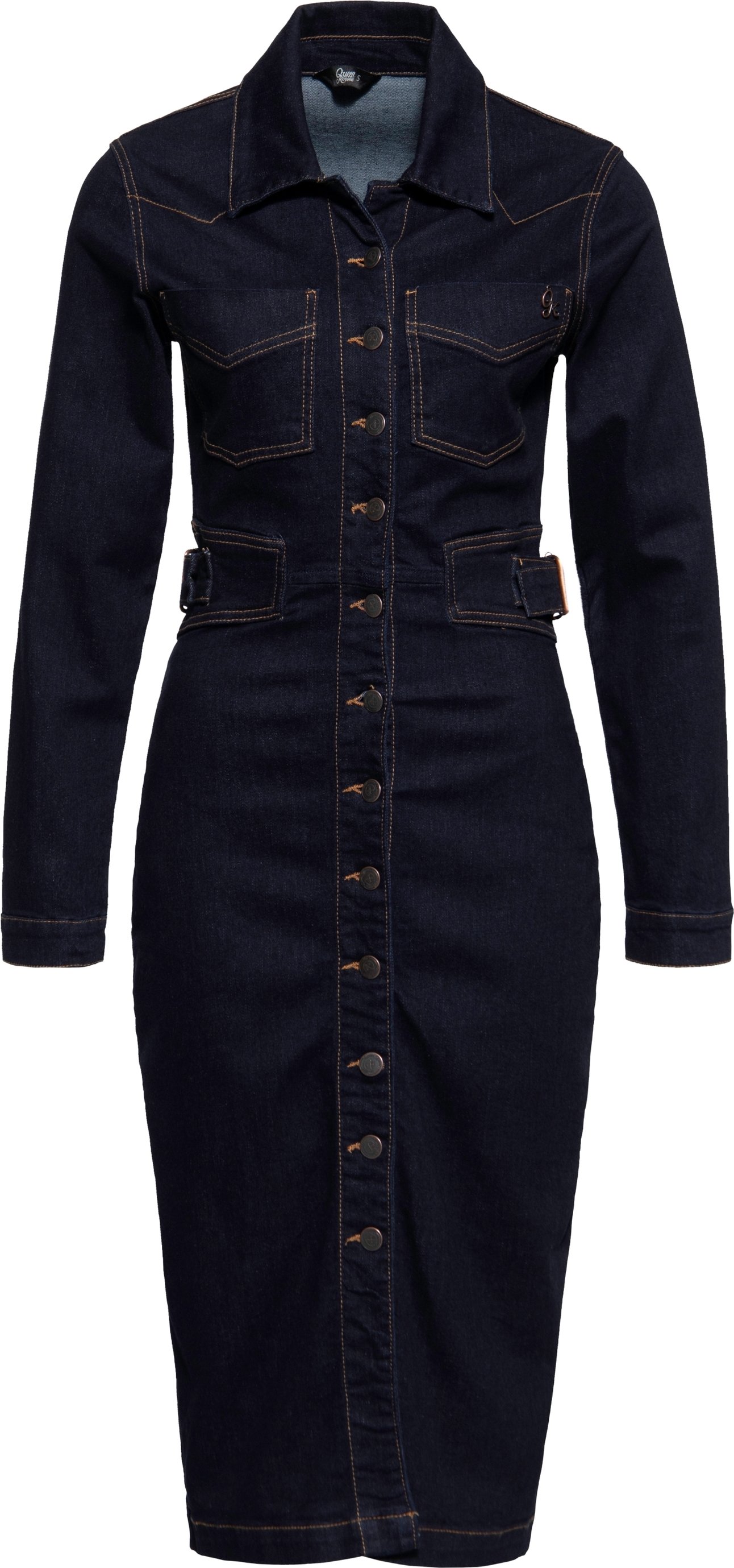 Queen Kerosin Damen Workwear Bleistiftkleid Denim
