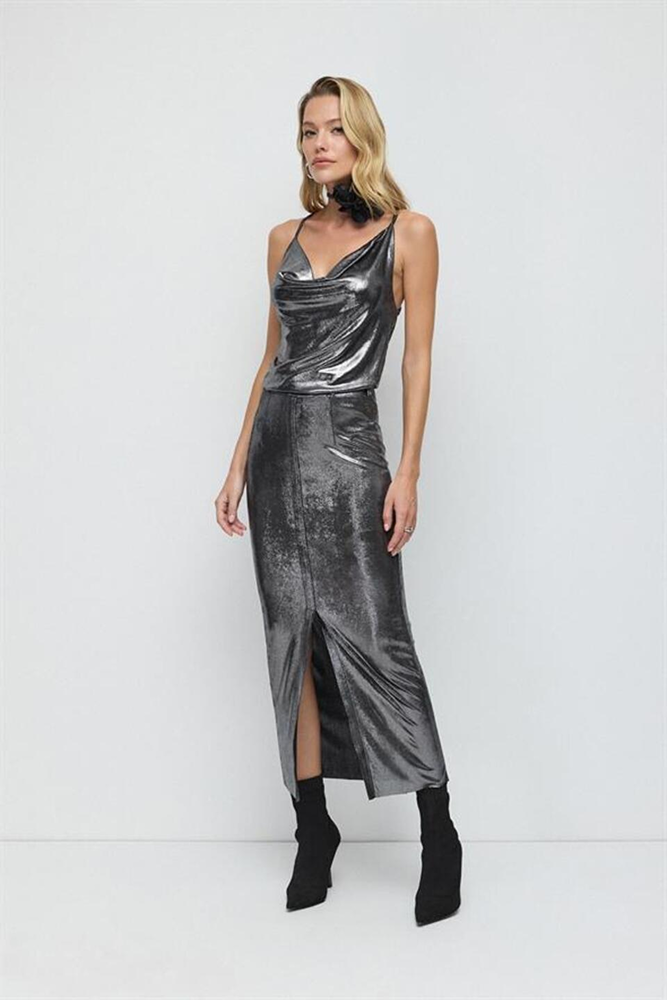 Thumbnail - Glänzende Slim Fit Scoop Neck Cami Top